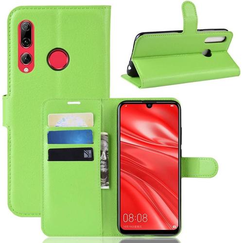 Étui Pour Huawei P Smart+2019/Honor 20 Lite Pu Cuir Housse Flip Coque Litchi Motif Avec Built Stand Et Magnétique Fermeture Carte Slot Portefeuille Shell De Protection Vert