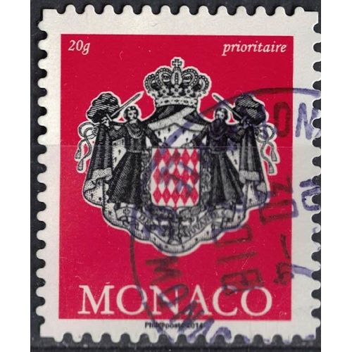 Monaco 2014 Oblitéré Rond Daté Used Coat Of Armes Blason Armoiries Rouge Vif Prioritaire Su