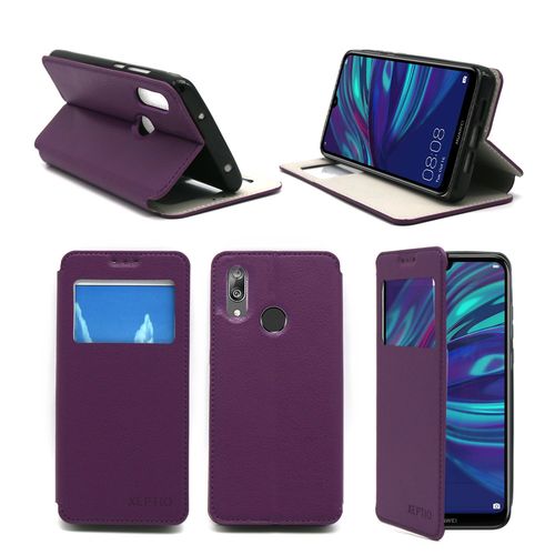 Etui Luxe Huawei Y7 2019 4g Violet Ultra Slim Cuir Pu Avec Stand - Housse Coque De Protection Huawei Y7 2019 Smartphone 2019 - Accessoires Pochette Cover Xeptio Case