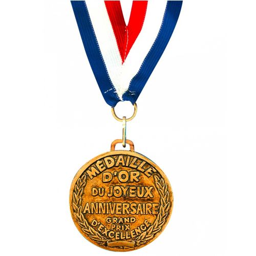 Médaille D'or Joyeux Anniversaire Taille Unique