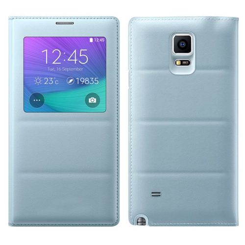 Etui Folio A Rabat Samsung Galaxy Note 4 Flip Bleu Cover Eco-Cuir (Pu)