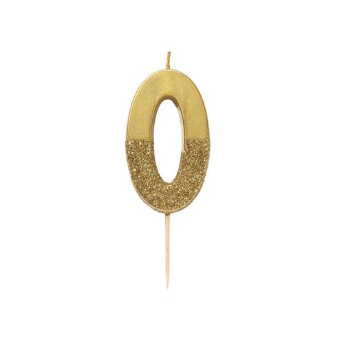 Bougie Sur Pique Chiffre Dorée Pailletée 13,8 Cm Chiffre 4