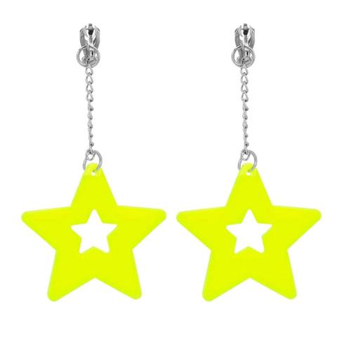 Paire Boucles Oreille Étoiles Fluo Jaune