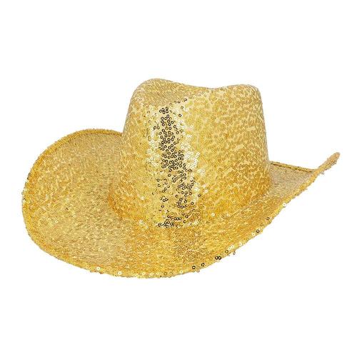 Chapeau Cowboy Rodéo Sequins Or Adulte