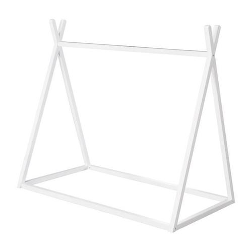 Lit Tipi 70 X 140 Cm Pour Enfants Roba - Bambou Certifié Fsc - Lit Indien Pour Garçon Et Fille - Bois Laqué Blanc