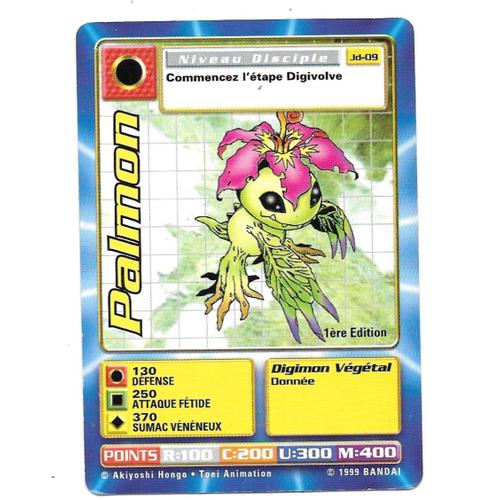 Carte Digimon Palmon Jd-09 [Premiere Edition 1] Vf - Bandai 1999