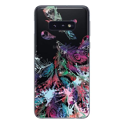 Coque Compatible Samsung Galaxy S10e , En Gel Souple Transparent Et Solide Avec Impression De Qualité (Plumes)