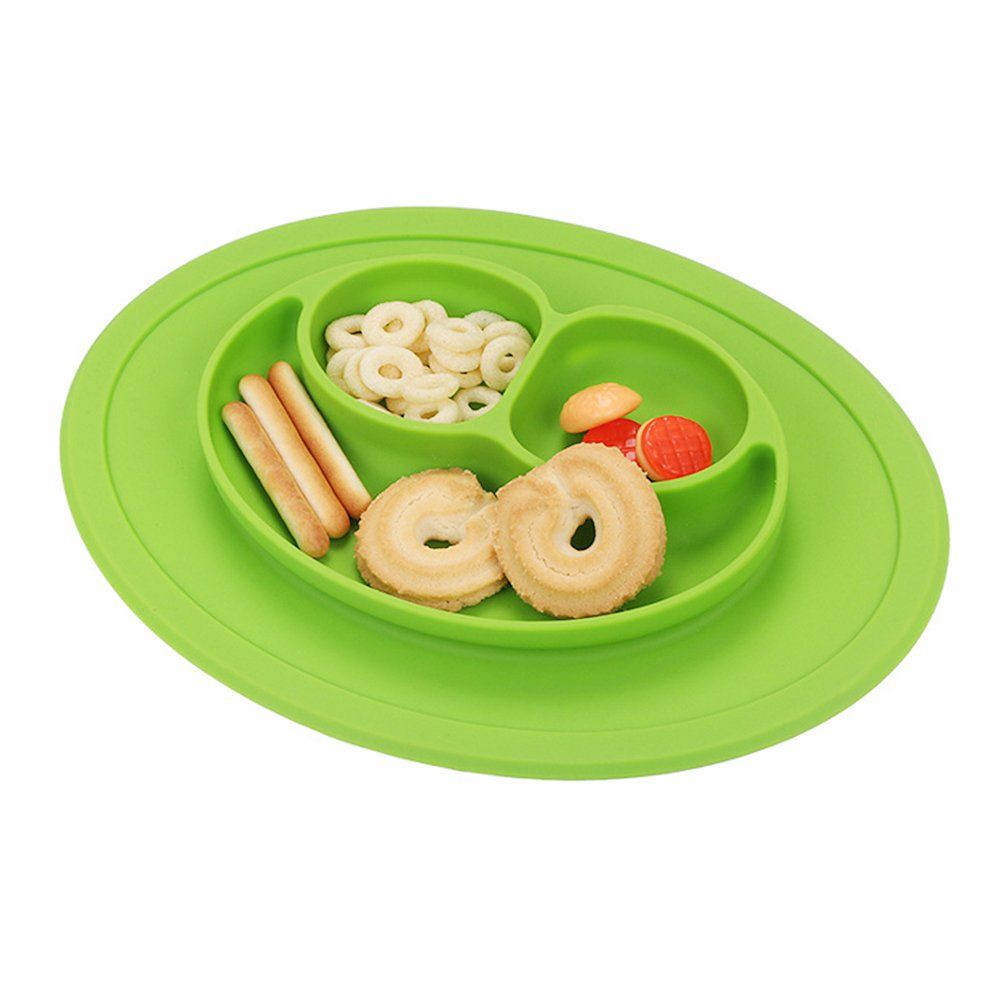 Coque En Silicone Assiette Grade Silicone Ventouse Antiderapante Portable Divise Section Smile Pour Nourrir Bebe Plateau Assiette Bol Vert Rakuten