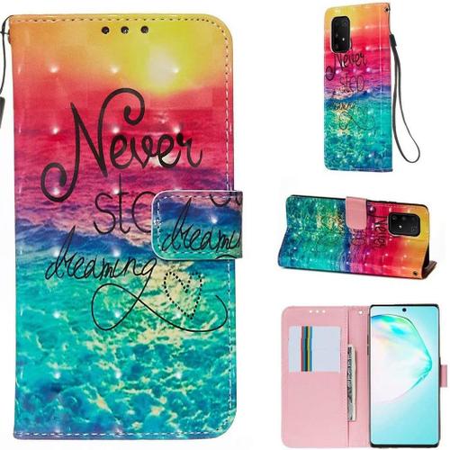 Compatible Avec Coque Samsung Galaxy A91/M80s/S10 Lite Motif 3d Pu Cuir Wallet Flip Cover Fermeture Magnétique Avec Fente Pour Carte Anti Choc Housse Courir Après Les Rêves