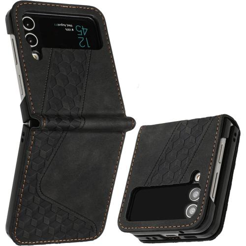 Coque Pour Samsung Galaxy Z Flip 3, Étui Téléphone Samsung Z Flip 3, Etui Protection Housse En Cuir Pu Antichoc Flip Case Ultra Mince Etui À Rabat Pour Galaxy Z Flip 3 Noir