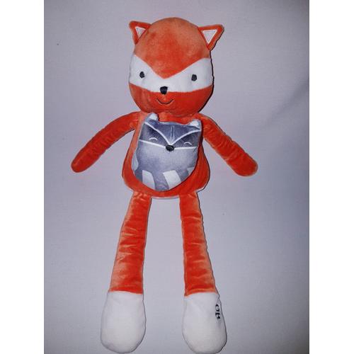 Doudou Renard Obaibi Okaidi Orange Gris Blanc Jouet Bébé Naissance Peluche Éveil Enfant Soft Toys 40 Cm