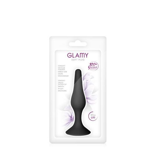 Plug Anal Fin Noir Silicone À Ventouse 11,5 Cm Glamy