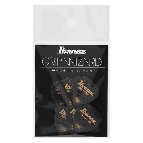 Ibanez Ppa16msgbk - 6 Médiators Grip Wizard Série Sand Grip Noir - Medium - 0,8mm