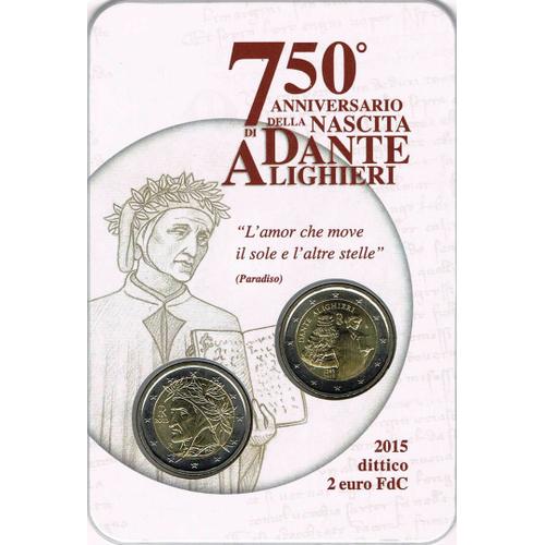 2 Euro Italie 2015 - 750e Naissance De Dante Alighieri - Double Coincard