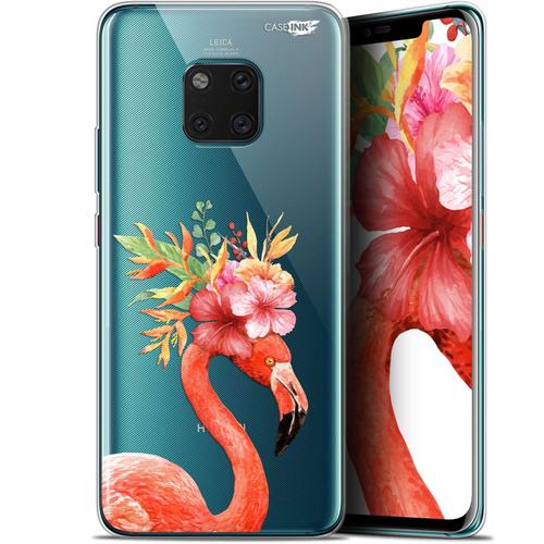 Caseink Coque Pour Huawei Mate 20 Pro (6.39 ) Gel Hd [ Nouvelle Collection - Souple - Antichoc - Imprimé En France] Flamant Rose Fleuri