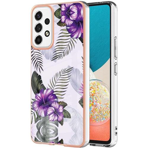 Coque Pour Samsung Galaxy A53 5g Ultra Mince Élégant En Silicone Souple Motifs Colorés Coque Brillante Antichoc Tpu Gel Etui Résistant Pour Samsung Galaxy A53 5g Fleur Mauve