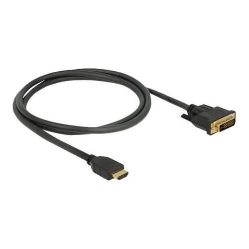 Delock - Câble adaptateur - HDMI mâle pour DVI-D mâle - 1 m - triple blindage - noir - vis moletées