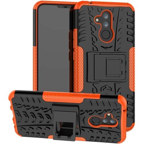 Huawei Mate 20 Lite Coque Pc+Tpu Modèle De Pneu Hybride Impact Armure Avec Kickstand Antichoc Lourd Duty Étui En Silicone Dur Pour Huawei Mate 20 Lite Orange Tire Pattern Jx.