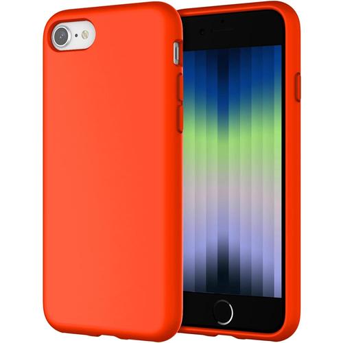 Coque En Silicone Pour Iphone Se 2022 2020 47 Pouces Etui De Protection Complète Du Corps Au Toucher Soyeux Housse Doublure Douce En Tissu Microfibre Antichocs Orange Curcuma