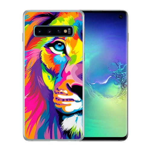 Coque Pour Samsung Galaxy S10 Lion Multicolore