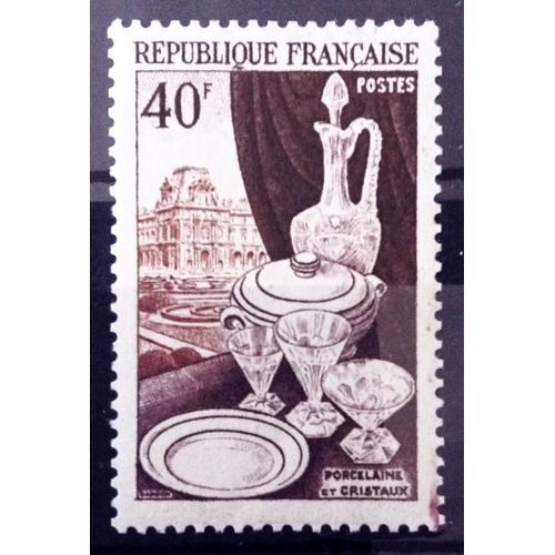 Productions De Luxe - Métiers D'art 1954 - Porcelaine, Cristaux Et Le Louvre 40f (Impeccable N° 972) Neuf** Luxe (= Sans Trace De Charnière) - Cote 5,00 - France Année 1954 - N10312