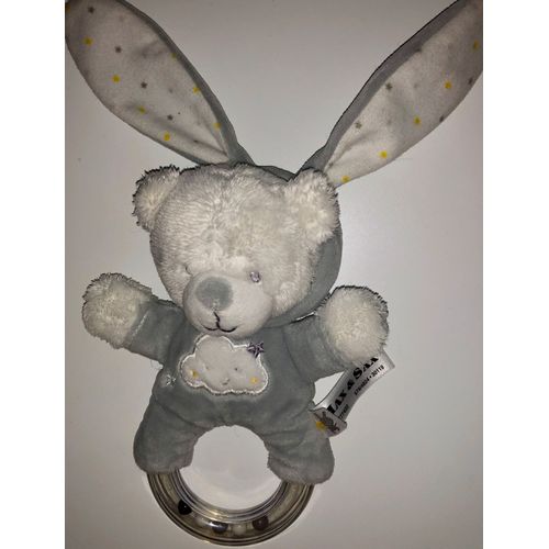 Doudou Hochet Ours Blanc Lapin Gris Max & Sax Jouet Naissance Bébé Max And Sax Carrefour