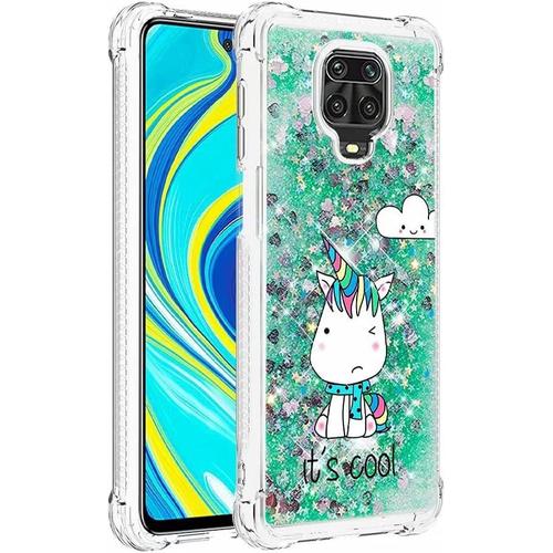 Compatible Avec Coque Xiaomi Redmi Note 9s/9 Pro/9pro Max Glitter Sables Mouvant Étui Transparente Souple Silicone Tpu Quatre Coins Anti-Chute Housse Protection-Petit Monstre