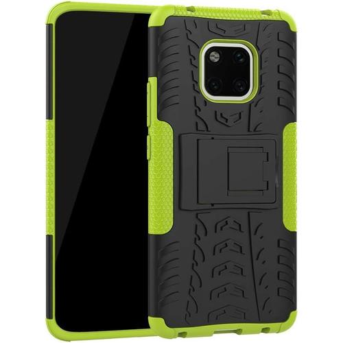 Coque Huawei Mate 20 Pro, Coque Hybride Robuste Tpu + Pc Double Couche Anti Rayures Avec Support Pliant, Coque Armor Heavy Duty Housse De Protection Durable Motif Pneus, Vert