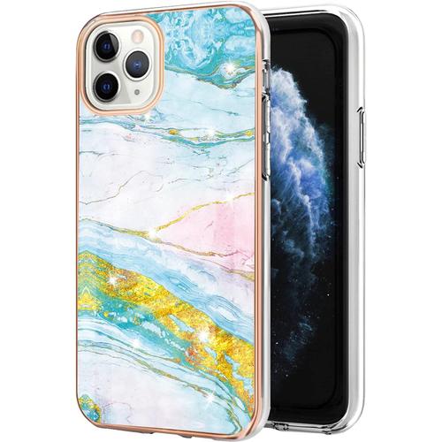 Basic Case Compatible Avec Iphone 11 Pro Max Soft Imd Tpu Silicone Bumper Matte Marble Anti-Rayures Ultra Slim Housse De Protection Pour Apple Iphone 11 Pro Max¿Ybi Goldgreen