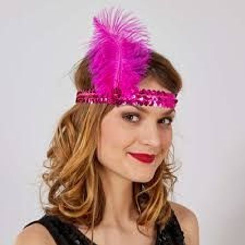 Bandeau Charleston Sequins Avec Plume Femme