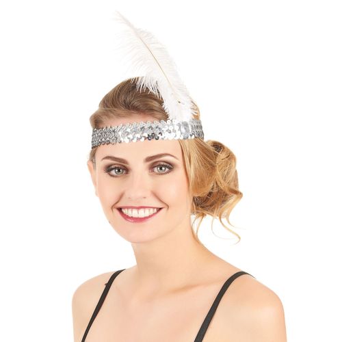 Bandeau Charleston Sequins Avec Plume Femme