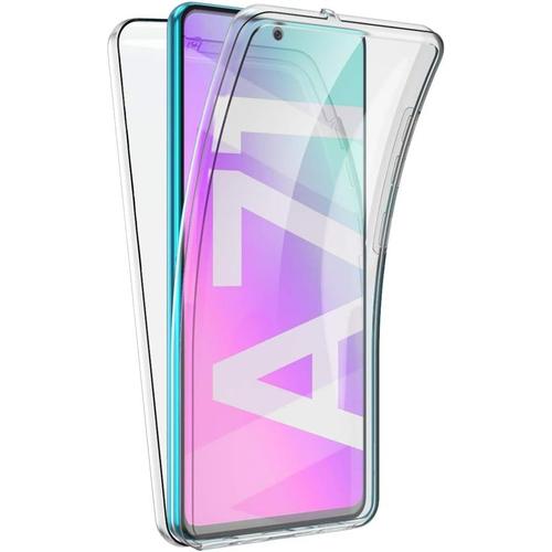 Coque Pour Samsung Galaxy A71,360 Degrés Protection,Transparent Très Mince Étui En Silicone Tpu Front Et Pc Retour Housse Beauté D'origine Double Protection Cover-Transparent