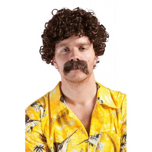 Perruque Et Moustache Courte Frisée Homme Lucien