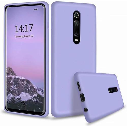 Compatible Avec Les Coque Xiaomi Redmi K20/K20 Pro Silicone Liquide Gel Étui+1*Protecteur D'écran Anti-Choc Housse Protection Avec Soft Microfiber Cloth Lining Cushion-Violet