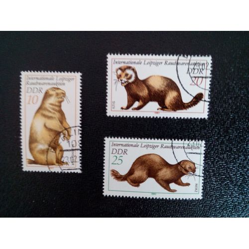 Timbre Allemagne / Rda Yt 2677 - 78 - 79 Foire Internationale De La Fourrure De Leipzig 1982 ( 9412 )