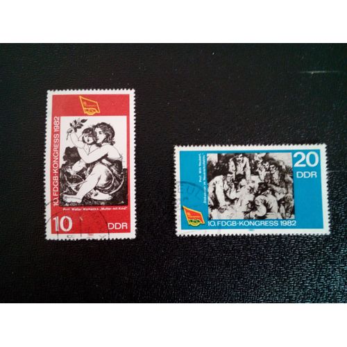 Timbre Allemagne / Rda Yt 2347 - 2348 10. Congrès De La Confédération Des Syndicats Allemands Libres 1982 ( 9412 )