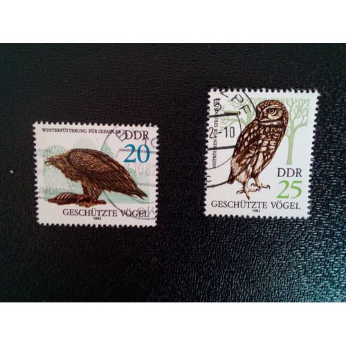 Timbre Allemagne / Rda Yt 2353 - 2354 Oiseaux Protégés 1982 ( 9412 )
