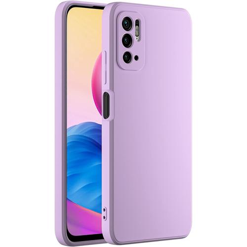 Coque Xiaomi Redmi Note 10 5g / Poco M3 Pro 5g, Avec Couche Intérieure En Fibre Et Protection Pour Caméra, Etui Housse Silicone Mince Souple Anti-Rayures Antichoc Case, Lilas