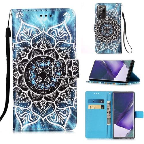 Coque Pour Samsung Galaxy Note 20 Ultra Avec Verre Trempé Etui Samsung Note 20 Ultra Cuir Pu Portefeuille Flip Magnétique Antichoc Housse En Clapet De Protection Etui Mandala