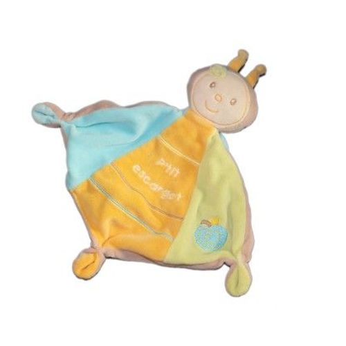 Doudou P'tit Escargot Yoko Plat Sauthon Beige Vert Jaune Bleu