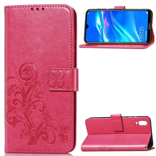 Huawei Y7 2019 Coque, Saturcase Lucky Clover Pu Cuir Magnétique Flip Portefeuille Support Porte-Carte Protecteur Coque Housse Étui Avec Dragonne Pour Huawei Y7 2019 / Y7 Prime 2019 / Y7 Pro 2019 (Rose)