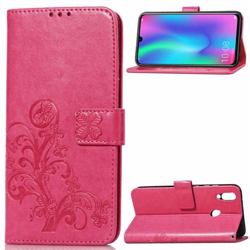 Huawei P Smart (2019) Coque, Saturcase Lucky Clover Pu Cuir Magnétique Flip Portefeuille Support Porte-Carte Protecteur Coque Housse Étui Avec Dragonne Pour Huawei P Smart (2019) / Honor 10 Lite (Rose)