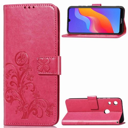 Huawei Y6 2019 Coque, Saturcase Lucky Clover Pu Cuir Magnétique Flip Portefeuille Support Porte-Carte Protecteur Coque Housse Étui Avec Dragonne Pour Huawei Y6 2019 / Honor 8a (Rose)