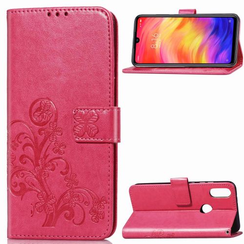 Xiaomi Redmi Note 7 Coque, Saturcase Lucky Clover Pu Cuir Magnétique Flip Portefeuille Support Porte-Carte Protecteur Coque Housse Étui Avec Dragonne Pour Xiaomi Redmi Note 7 (Rose)