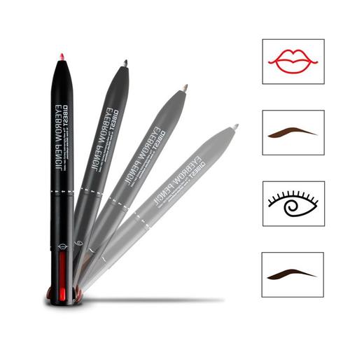 Stylo Crayon De Maquillage 4 Couleurs - Qibest Pensil - Eye Liner, Rouge À Lèvres, Crayon À Sourcils - Waterproof Effet Naturel 
