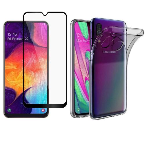 Pack Etui Transparent Pour Samsung Galaxy A40 Coque Gel De Protection Transparente En Tpu Invisible Smartphone 2019 Et Protection Écran Vitre Full Cover Noir - Accessoires Pochette Xeptio Case