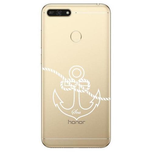 Coque Y7 2018 Ancre Blanc Transparente