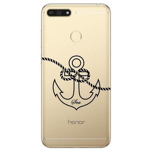 Coque Y7 2018 Ancre Noir Transparente