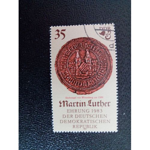 Timbre Allemagne / Rda Yt 2401 Sceau De La Ville De Wittenberg 1982 ( 9412 )