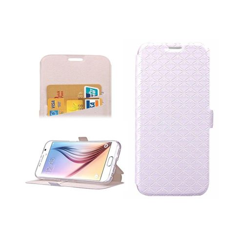 Etui Folio A Rabat Samsung Galaxy S6 " Little Star " Blanc Eco-Cuir (Pu)